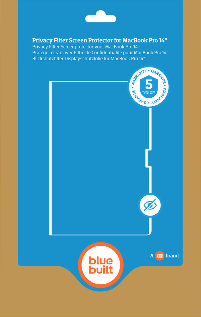 BlueBuilt Magnetic Privacy Screen Protector for the MacBook Air 14 inches packaging