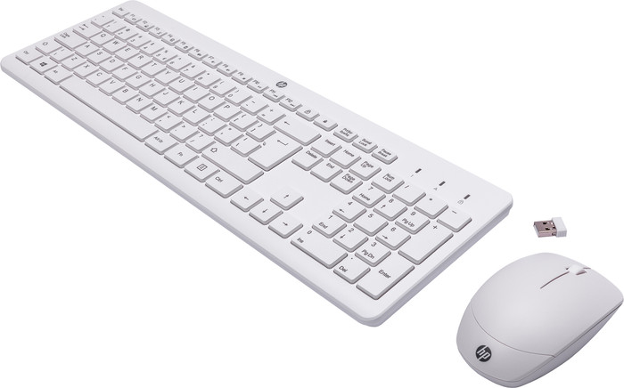 HP 230 Wireless Keyboard and Mouse White QWERTY right side