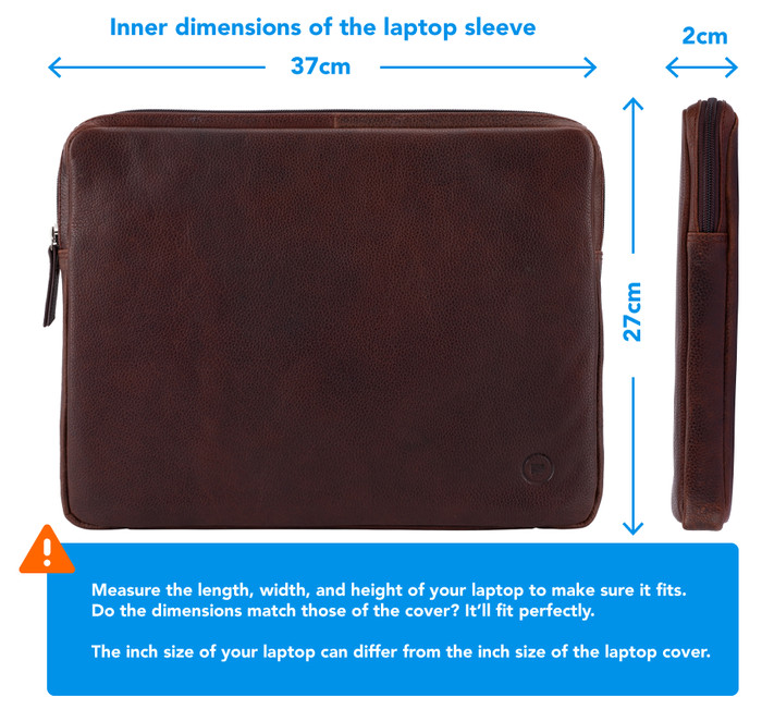 BlueBuilt 15 - 16 inches Laptop Sleeve Width 36 - 37cm Leather Brown visual Coolblue 2