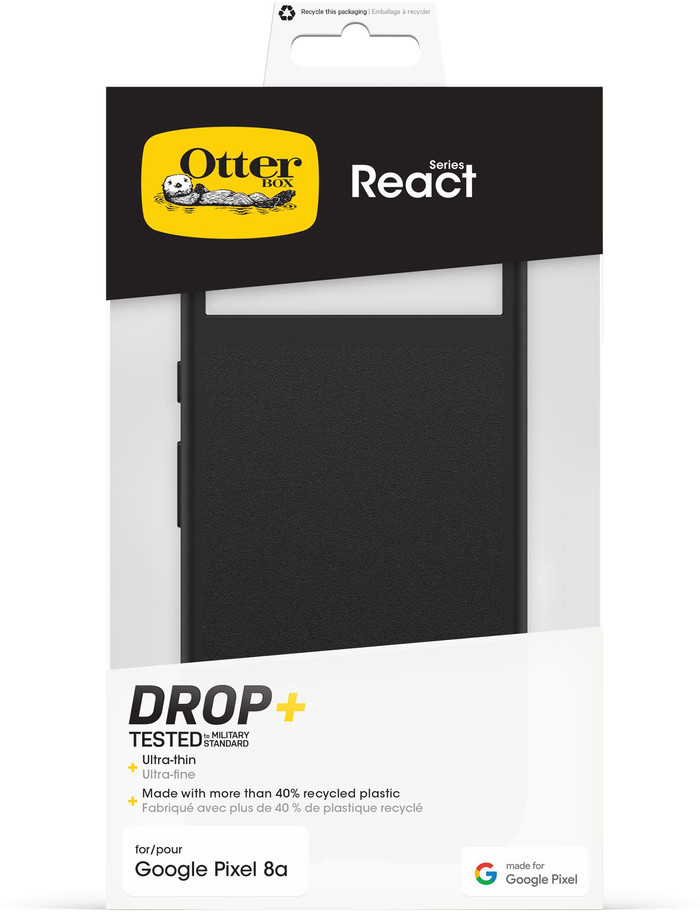 Otterbox React Google Pixel 8a Backcover Schwarz verpackung