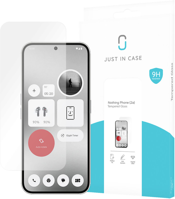 Just In Case Nothing Phone (2a) Hartglas-Displayschutz Transparent verpackung