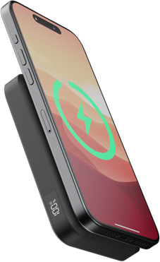 Xtorm Wireless Powerbank mit MagSafe 10.000 mAh Schwarz mit Schnellladefunktion linke seite