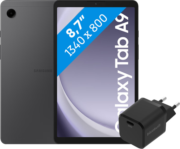 Samsung Galaxy Tab A9 8,7 Zoll 128GB Wi-Fi + 4G Grau + BlueBuilt Ladegerät Main Image