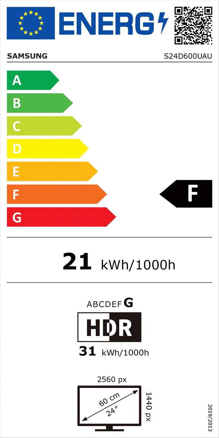 Samsung LS24D600UAUXEN energy label