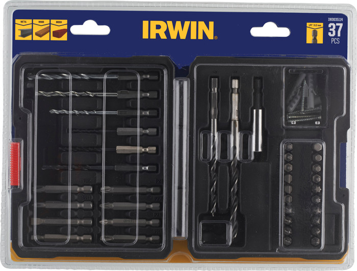 Irwin 37-teiliges Bohrer- und Bit-Set HEX verpackung