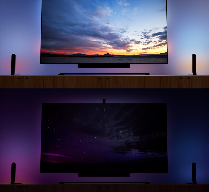 Philips Hue Play Gradient LED-Streifen für 55 bis 65 Zoll Fernseher produkt in gebrauch