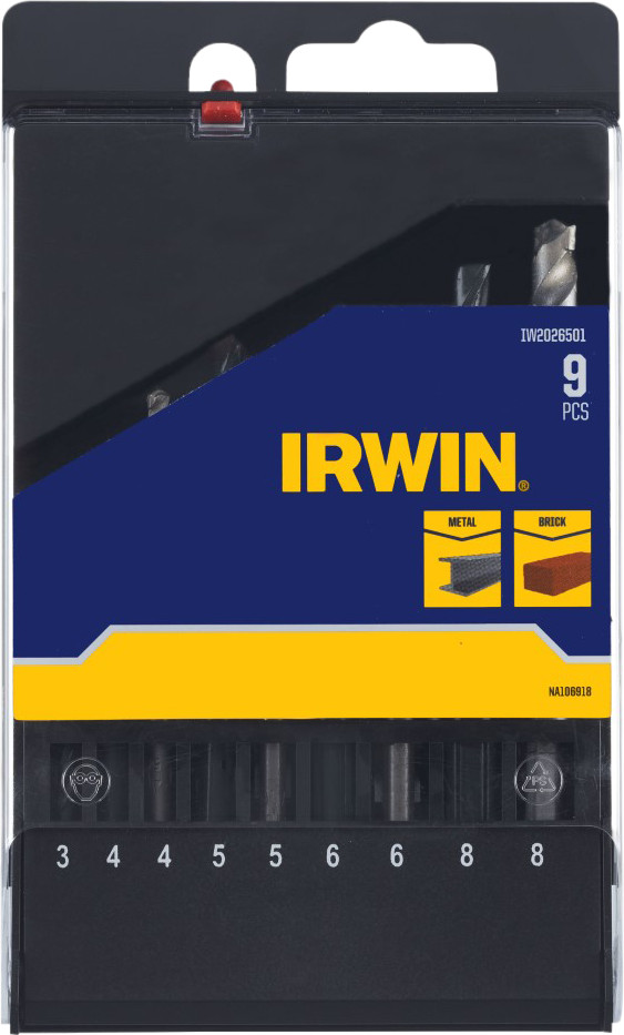 Irwin 9-teiliges Metall- und Steinbohrer-Set verpackung