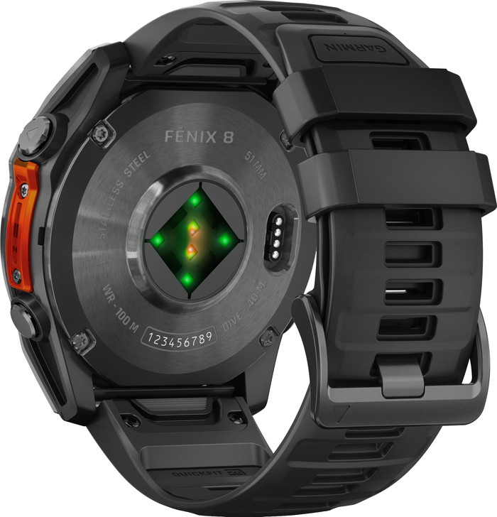 Garmin Fenix 8 Schwarz 51 mm rückseite