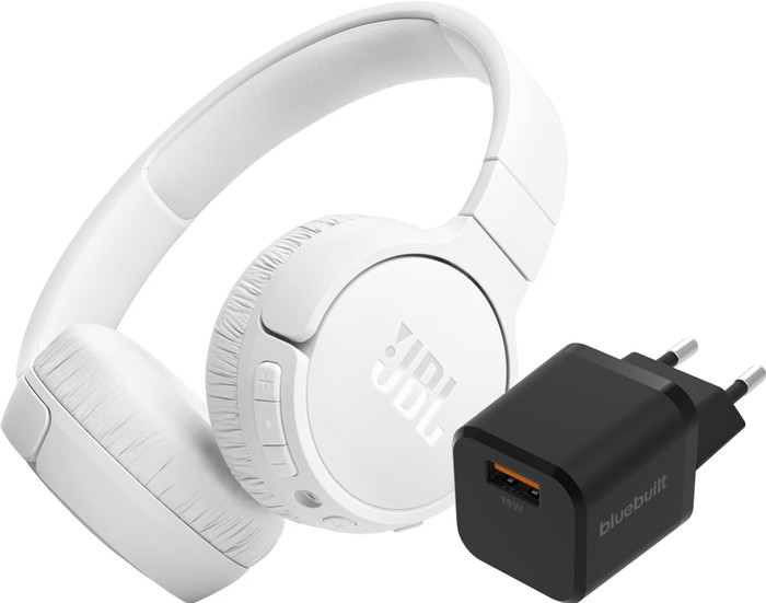 JBL Tune 670NC Weiß + BlueBuilt Quick-Charge-Ladegerät mit USB-A-Port 18 W Schwarz Main Image