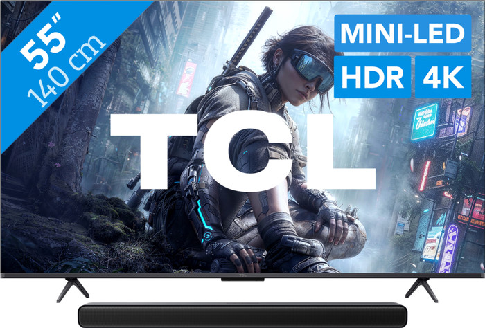 TCL QD Mini-LED 55 Zoll T8D (2026) + TCL S45H 2.0 Soundbar Main Image