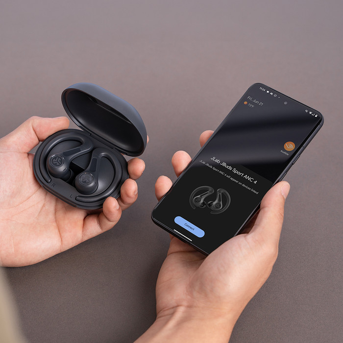 JLab JBuds Sport ANC 4 Gray product in use