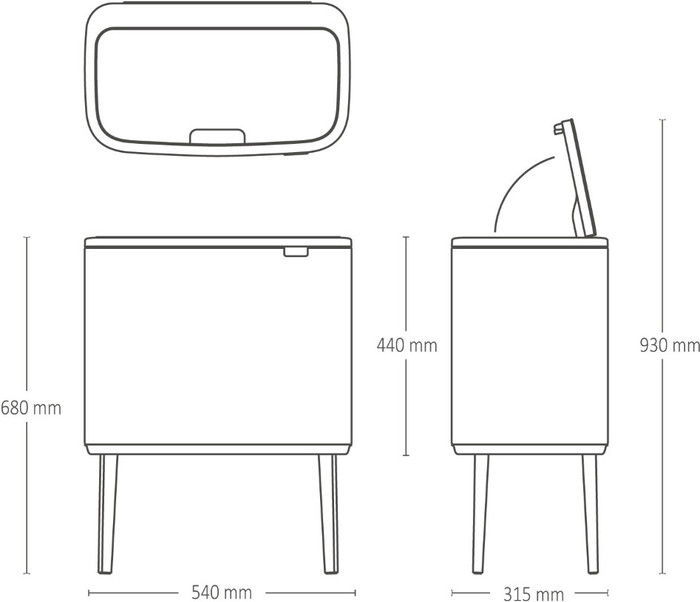 Brabantia Bo Touch Bin Mülleimer 3 x 11 Liter Matt Steel Fingerprint Proof visueller lieferant