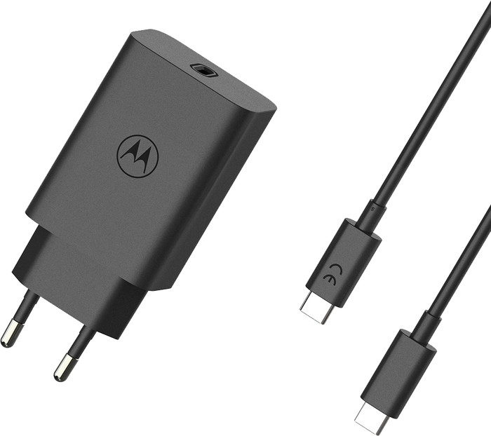 Motorola Power Delivery Charger 68W Black + USB-C Cable 1m Black Plastic front