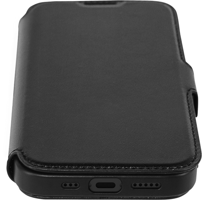 BlueBuilt Apple iPhone 16 Pro Book Case Leder Schwarz + Panzerglas Doppelpack detail