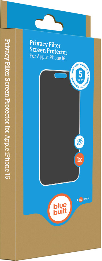 BlueBuilt Apple iPhone 16 Privacy Filter Screen Protector Glass packaging