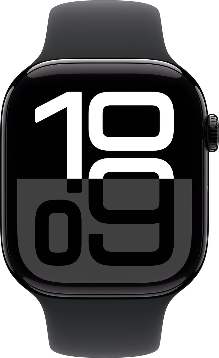 Apple Watch Series 10 46mm Black Sport Band M/L front