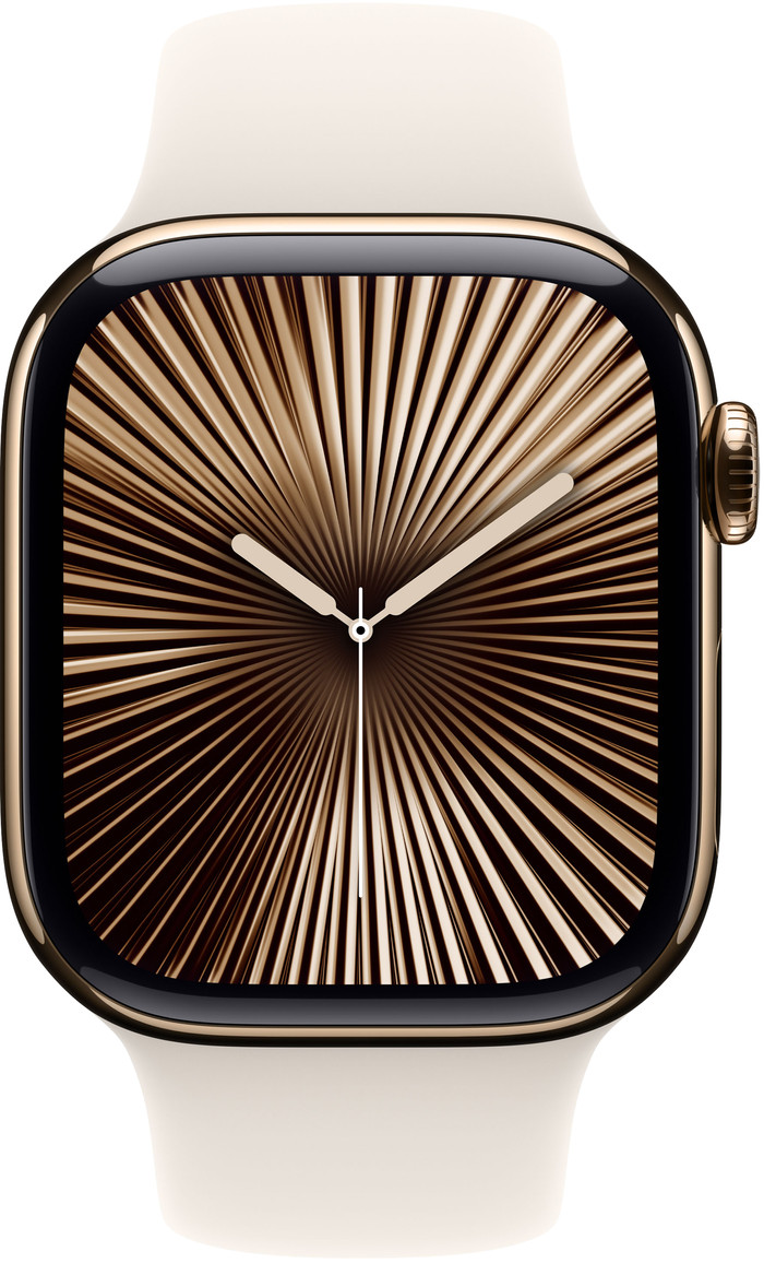 Apple Watch Series 10 4G 42 mm Titan Gold Sportarmband M/L vorne