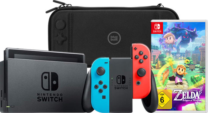 Nintendo Switch Rot/Blau + Zelda: Echoes of Wisdom + BlueBuilt Schutzhülle Main Image