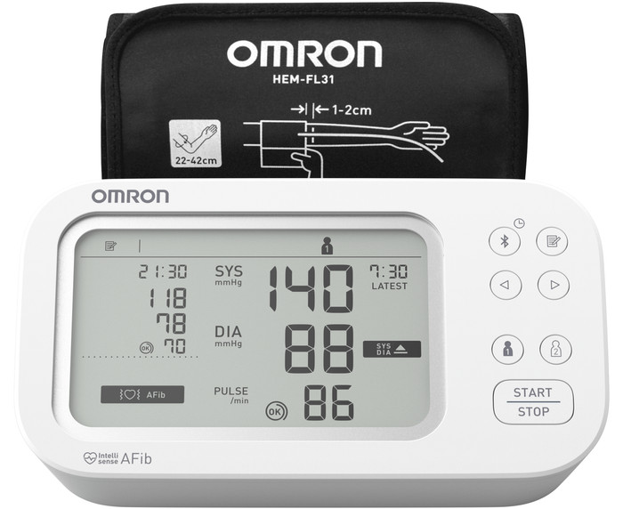 OMRON X7 Smart AFib + Power Adapter front