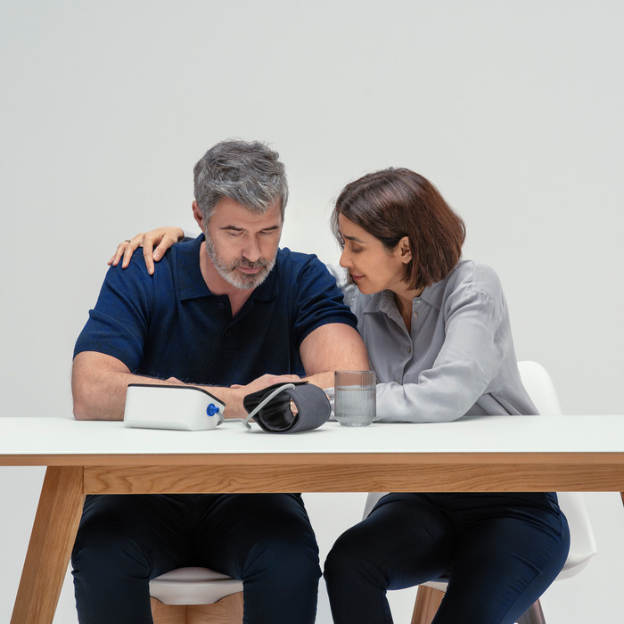 OMRON X7 Smart AFib + Power Adapter product in use