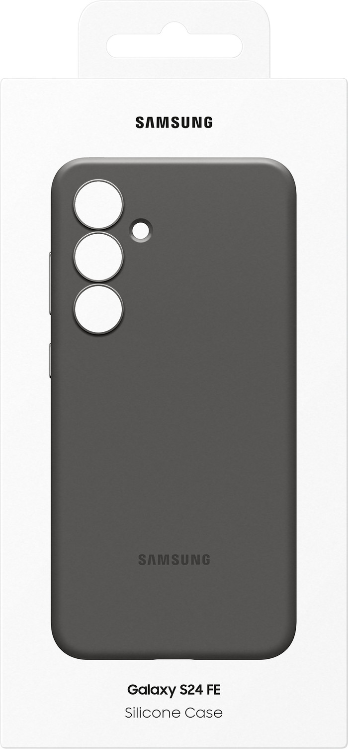 Samsung Galaxy S24 FE Backcover aus Silikon Schwarz verpackung