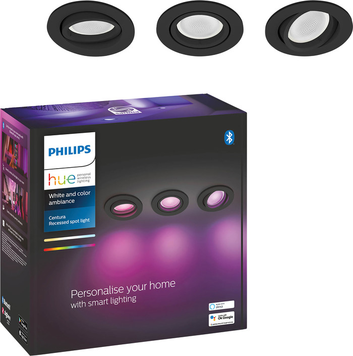 Philips Hue Centura Einbaustrahler White & Color - rund - Schwarz - 6er-Pack verpackung