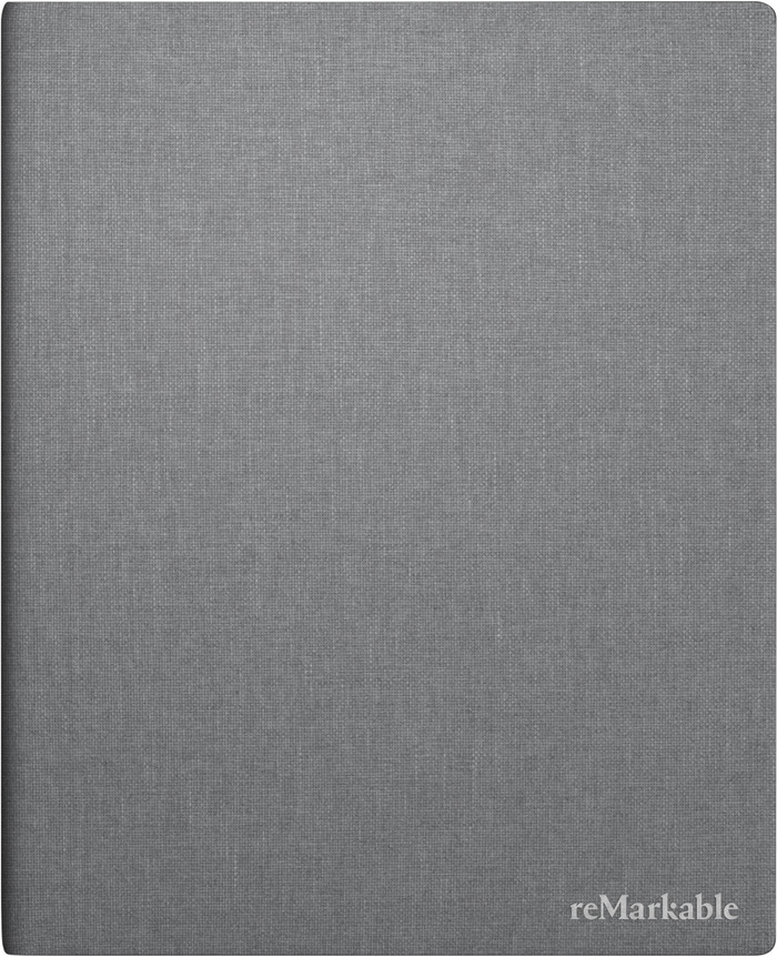 reMarkable 2 mit Book Case Grau + BlueBuilt Ladegerät vorne