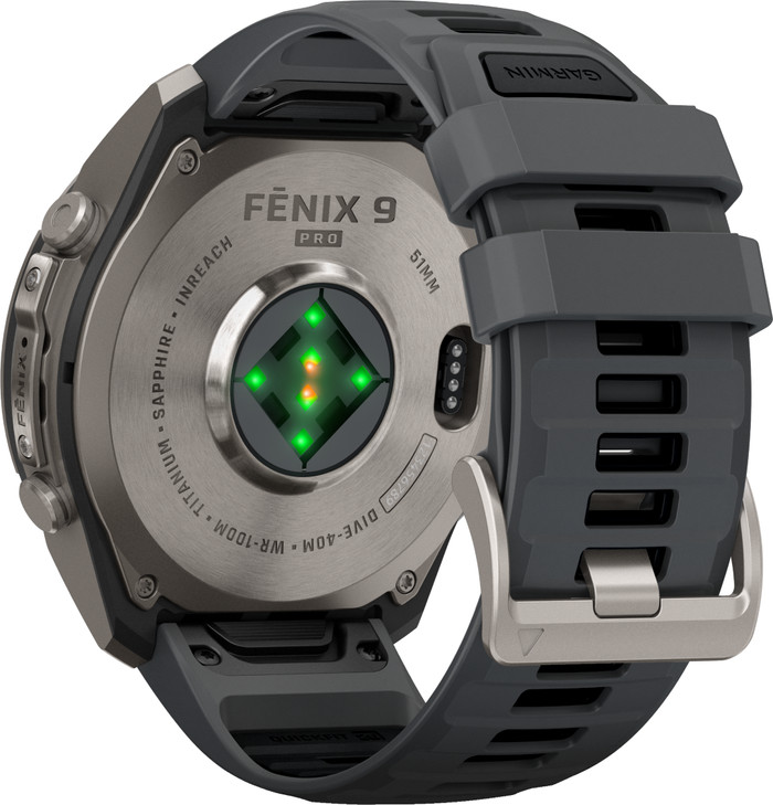 Garmin Fenix 9 Pro Schwarz LTE 51 mm rückseite