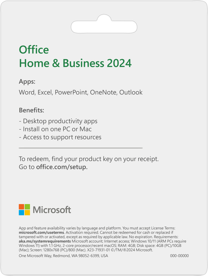 Microsoft Office Home & Business 2024 EN back