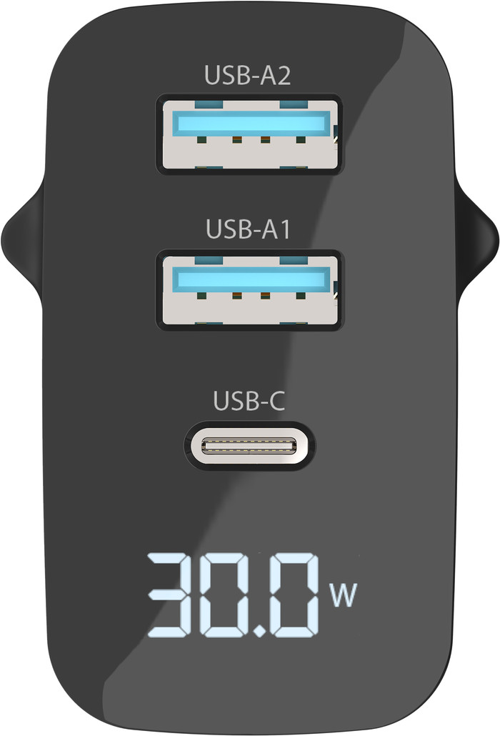 Sitecom 30W GaN Power Delivery Wall Charger with LED Display front