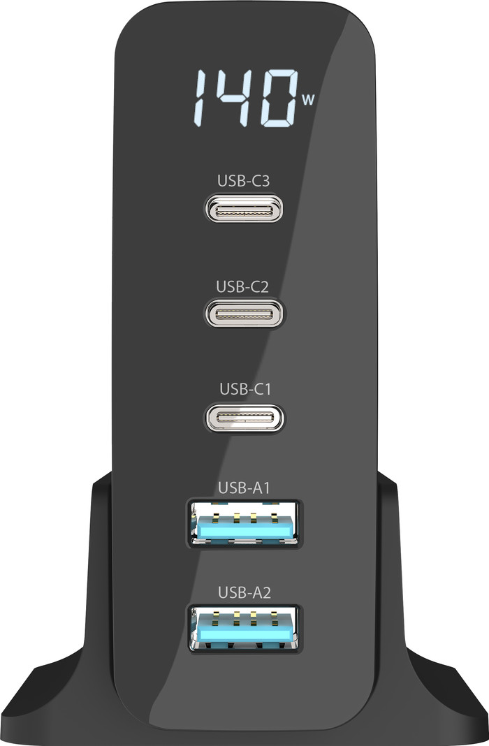 Sitecom 140 W Power Delivery Desktop-Ladegerät mit LED-Display vorne
