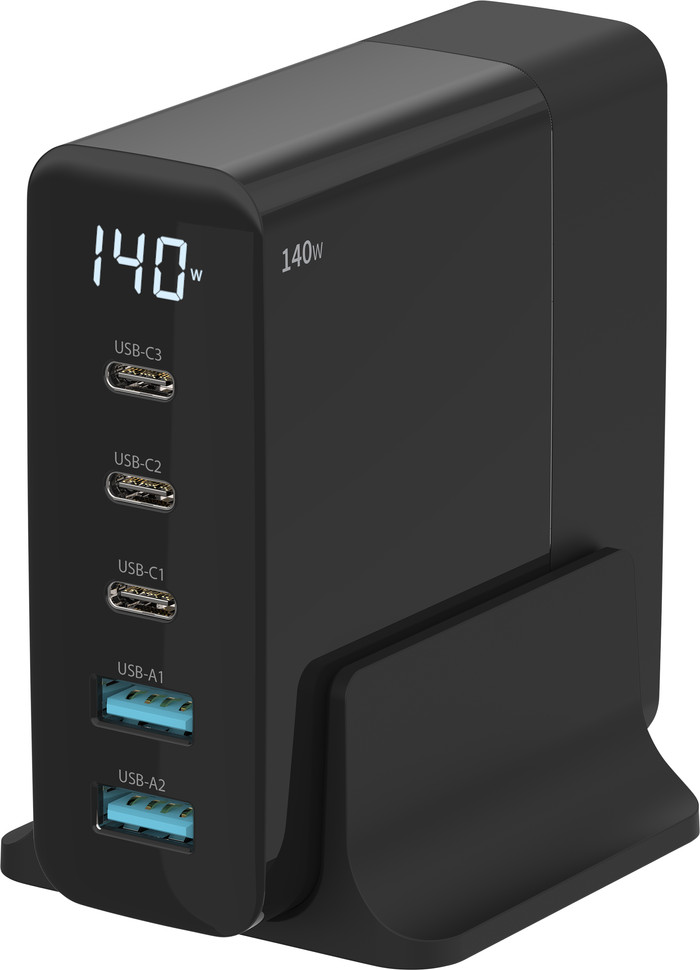 Sitecom 140 W Power Delivery Desktop-Ladegerät mit LED-Display vorne
