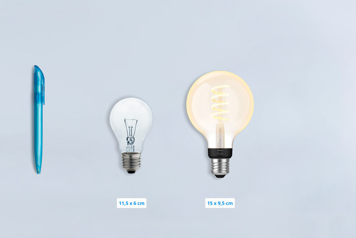 Philips Hue Filament Light White Ambiance Globe E27 visual Coolblue 1