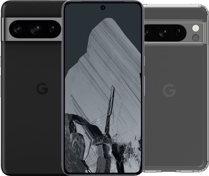 Google Pixel 8 Pro 128GB Schwarz 5G + BlueBuilt Protective Backcover Transparent Main Image