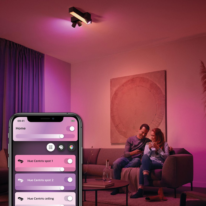 Philips Hue Centris Aufbauspot White & Color - Schwarz - CrossDesign - 3 Spots produkt in gebrauch