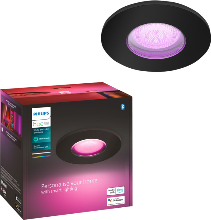 Philips Hue Xamento Bathroom Recessed Spot Light White and Color - Black - Round packaging