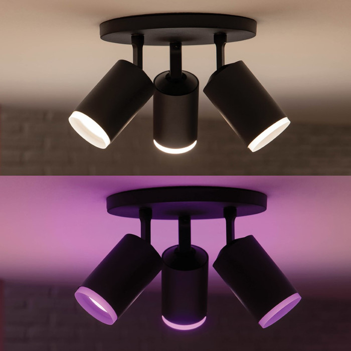 Philips Hue Fugato Aufbauspot White & Color - Schwarz - 3 Spots produkt in gebrauch