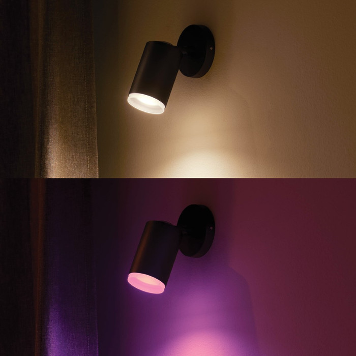 Philips Hue Fugato Aufbauspot White & Color - Schwarz - 1 Spot produkt in gebrauch