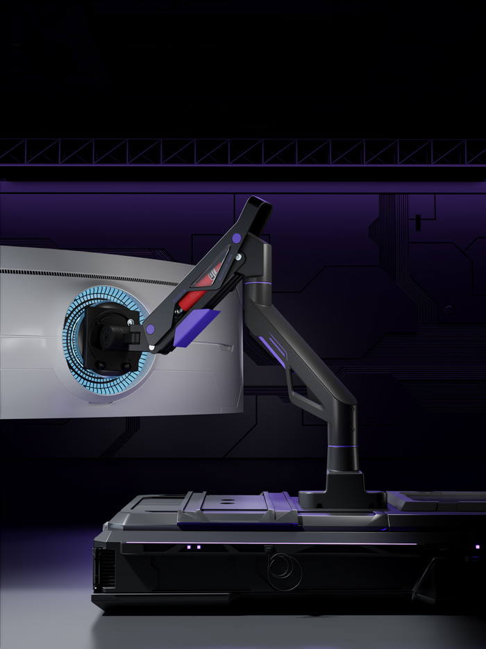 Vortech Monitorhalterung mit Gasfeder produkt in gebrauch