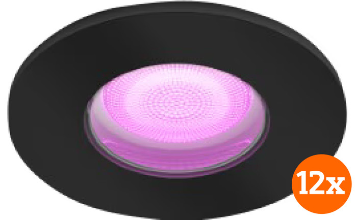Philips Hue Xamento Badezimmer-Einbaustrahler White & Color - Schwarz - Rund 12er-Pack Main Image