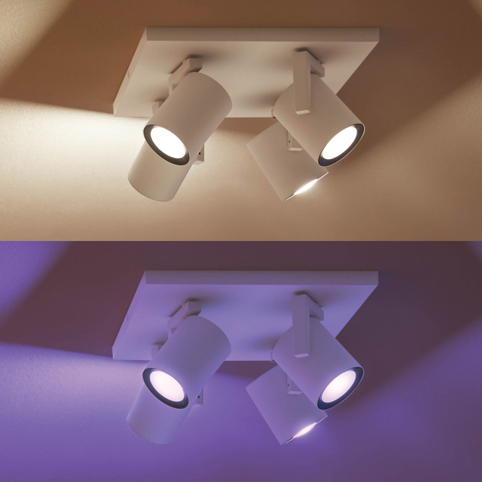 Philips Hue Argenta Aufbauspot White & Color - Weiß - 4 Spots produkt in gebrauch