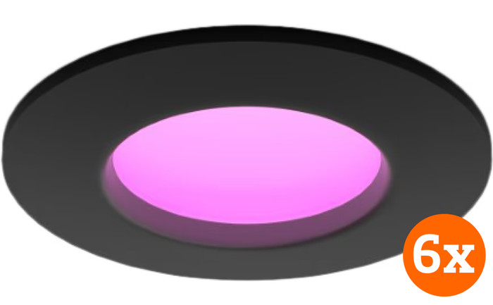Philips Hue Einbaustrahler Slim 6er-Pack - White & Color - 90 mm - Schwarz Main Image