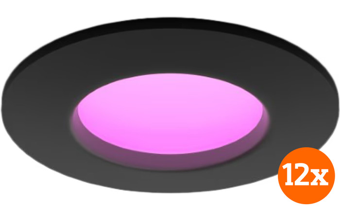 Philips Hue Einbaustrahler Slim 12er-Pack - White & Color - 90 mm - Schwarz Main Image
