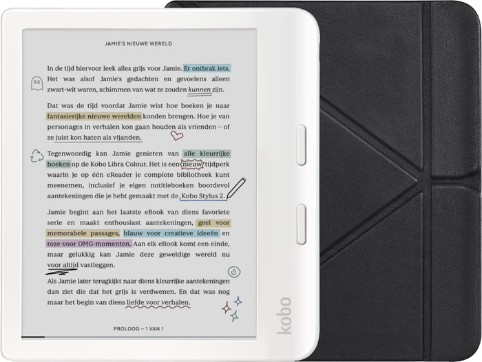 Kobo Libra Colour Weiß + BlueBuilt Book Case Schwarz Main Image