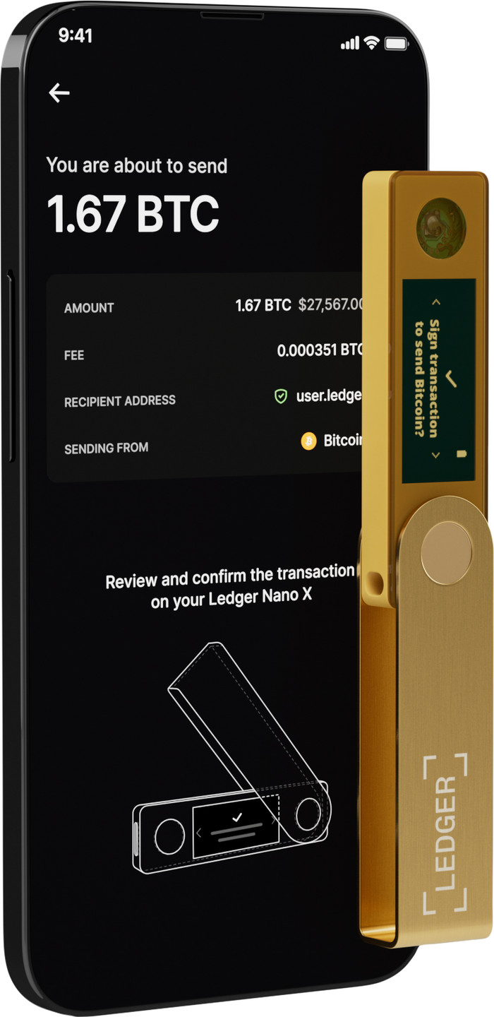 Ledger Nano X Gold product in use