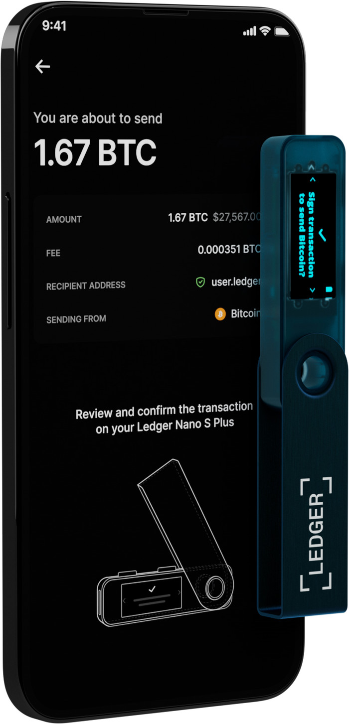 Ledger Nano S Plus Sapphire Blue product in use