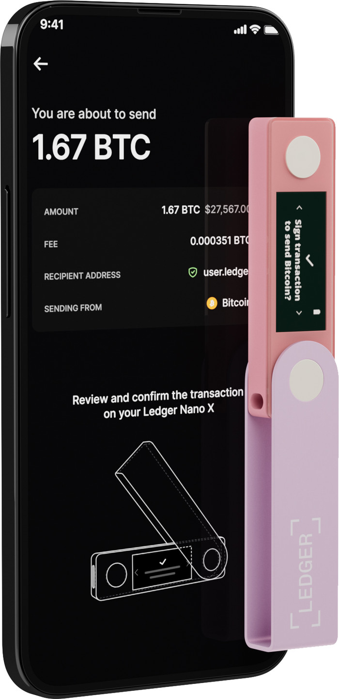 Ledger Nano X Pastel Pink product in use