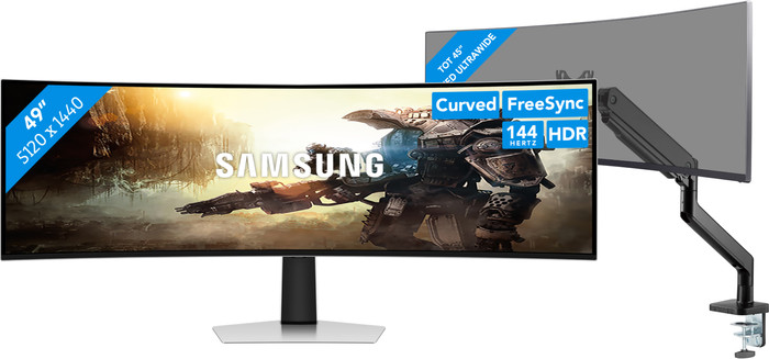 Samsung Odyssey G9 LS49DG912SUXEN OLED + BlueBuilt Monitorhalterung für 1 Ultrawide-Monitor Main Image