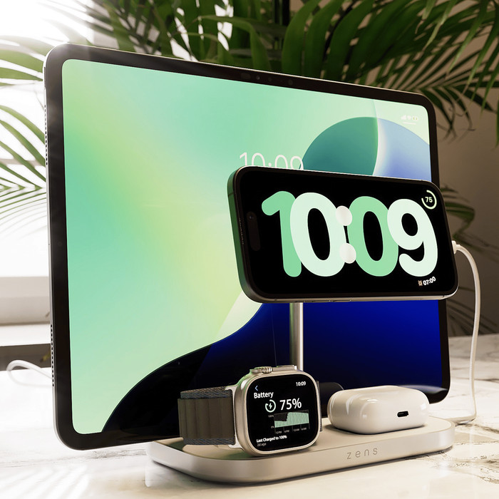 Zens 4-in-1 MagSafe with Qi2 Wireless Charger 15W with Stand, Watch Stand, and iPad Stand visual supplier