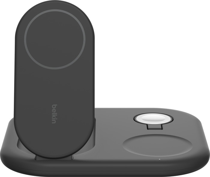 Belkin Boost Charge MagSafe and Qi2 3-in-1 Wireless Charger 15W with Stand Black front